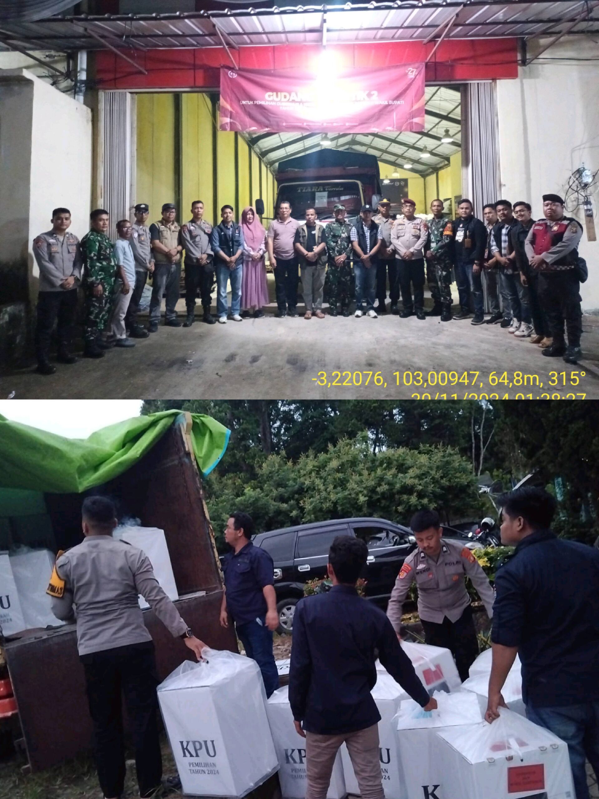 Rapat Pleno Kecamatan Rampung, Polres Musi Rawas Kawal dan Pengamanan Pengiriman Kembali Logistik ke Gudang KPU Musi Rawas