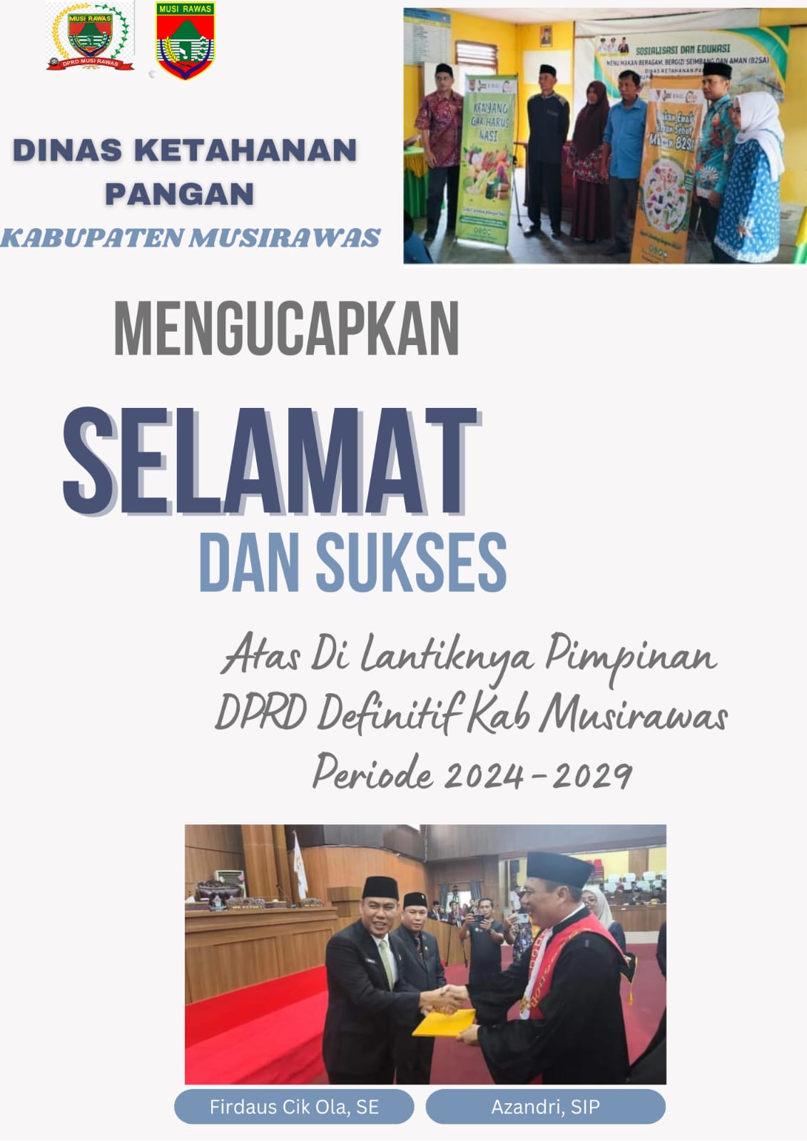 Dinas Ketahanan Pangan Kabupaten Musirawas Mengucapkan Selamat Atas Dilantiknya Pimpinan DPRD Definitif Kab Musirawas Periode 2024-2029