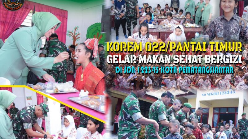 Korem 022/PT Gelar Makan Sehat Bergizi untuk Ratusan Siswa SD di Pematangsiantar