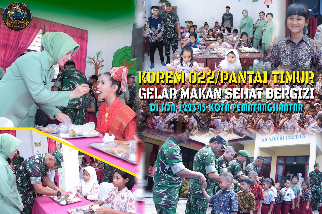 Korem 022/PT Gelar Makan Sehat Bergizi untuk Ratusan Siswa SD di Pematangsiantar