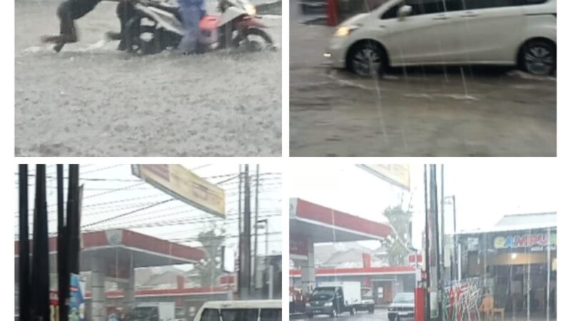 Musim Hujan Sering Terjadi Kecelakaan Lalu Lintas DiJalan Mangkubumi Depan Pom bengsin Akibat Banjir