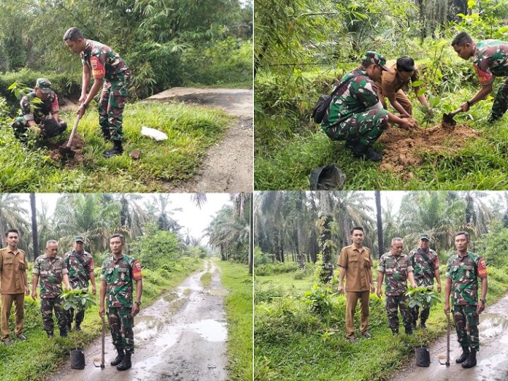 Bati Tuud Koramil 06/ MB dan Babinsa Melaksanakan Penghijauan di Kecamatan Marbau