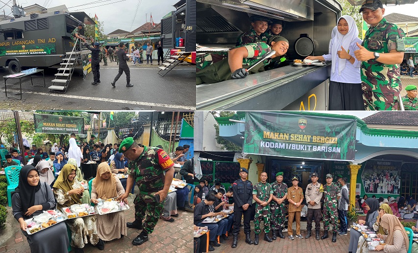 Kodam I/BB dan Poldasu Bersinergi Gelar Kegiatan Makan Sehat Bergizi untuk Anak Yatim dan Kaum Duafa di Medan