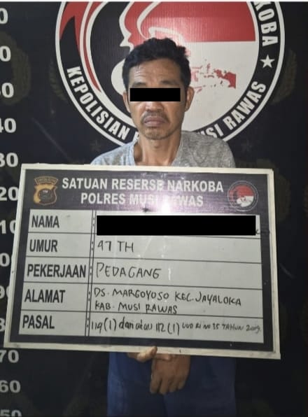Simpan Sabu Bawah Lemari AS, Warga Desa Margoyoso Berhasil Ditangkap Tim ” Eagle Squad” Satres Narkoba Polres Musi Rawas 