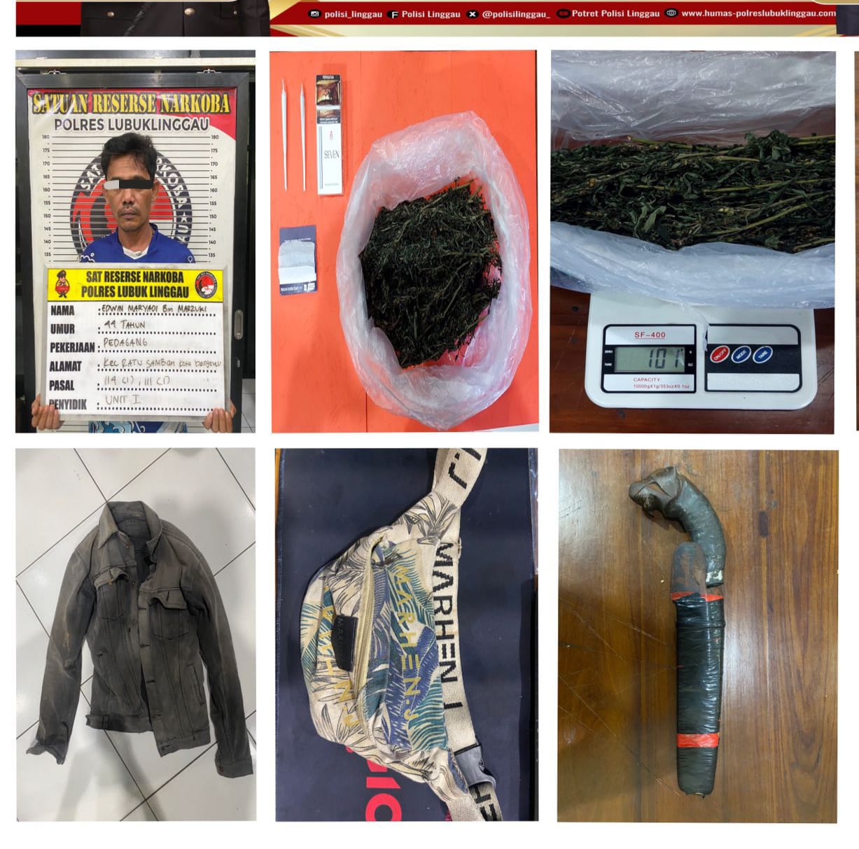 EM Pria Asal Bengkulu Diduga  Pengedar Narkoba Jenis Ganja, Satres Narkoba Polres Lubuklinggau Lakukan Penangkapan Berikut Barang Bukti