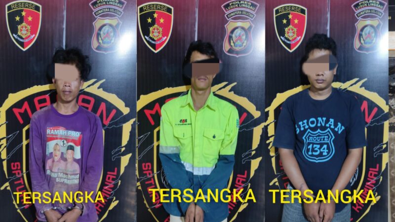 Tiga Tersangka Curat Berhasil di Tangkap Satreskrim Polres Lubuk Linggau