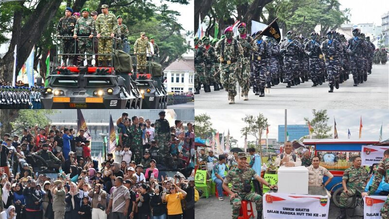 Ratusan Gerobak UMKM Sajikan Makanan Gratis di HUT ke-80 TNI Medan