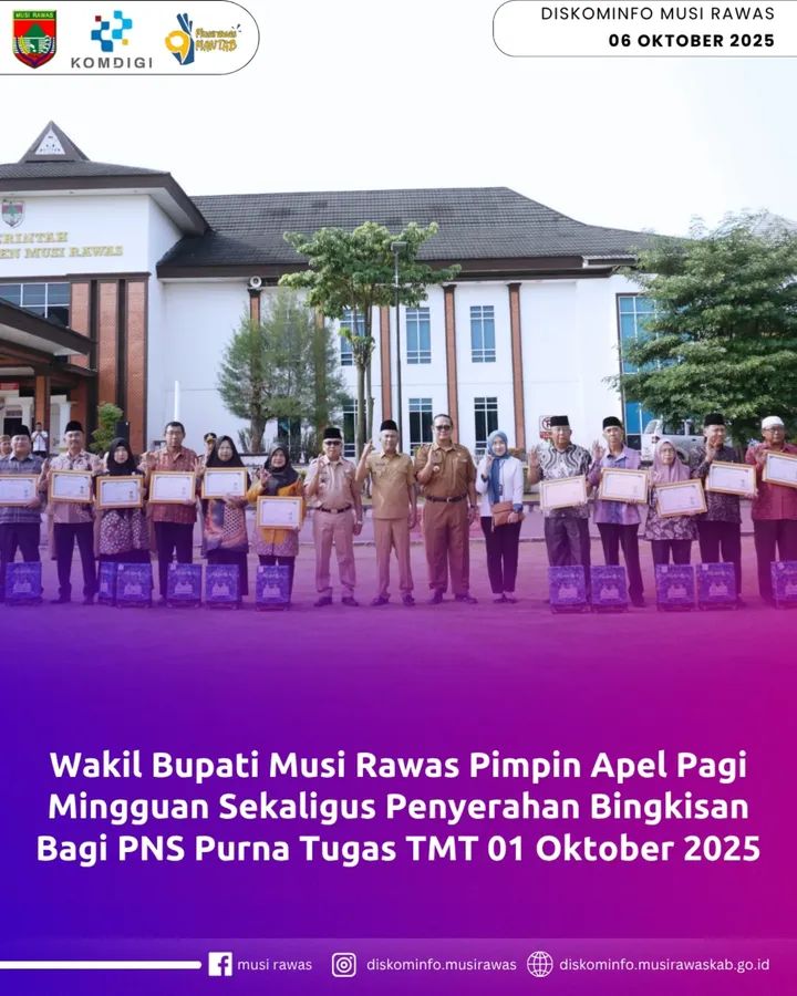 Wabup Kabupaten Musi Rawas Pimpin Apel Bersama Penyerahan Bingkisan Bagi ASN Memasuki Purna Tugas