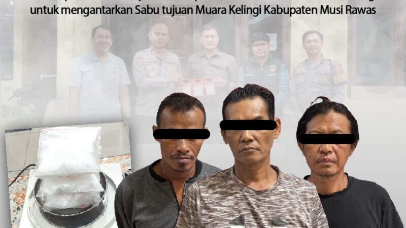 Polres Musi Rawas amankan 307,20 gram narkoba jenis sabu dari Pelaku asal Palembang.