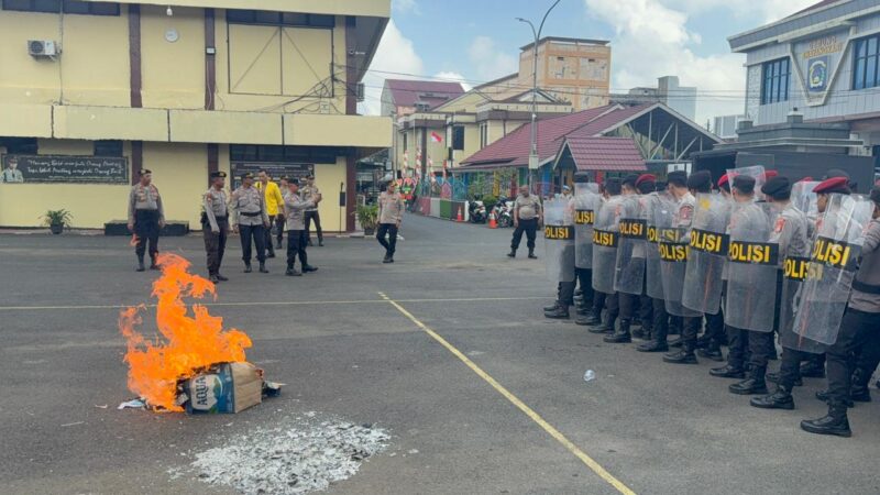 Meningkatkan Kesiapsiagaan Personil Menghadapi Gangguan Kamtibmas,Polres Lubuklinggau Gelar Latihan Tim Pleton Dalmas