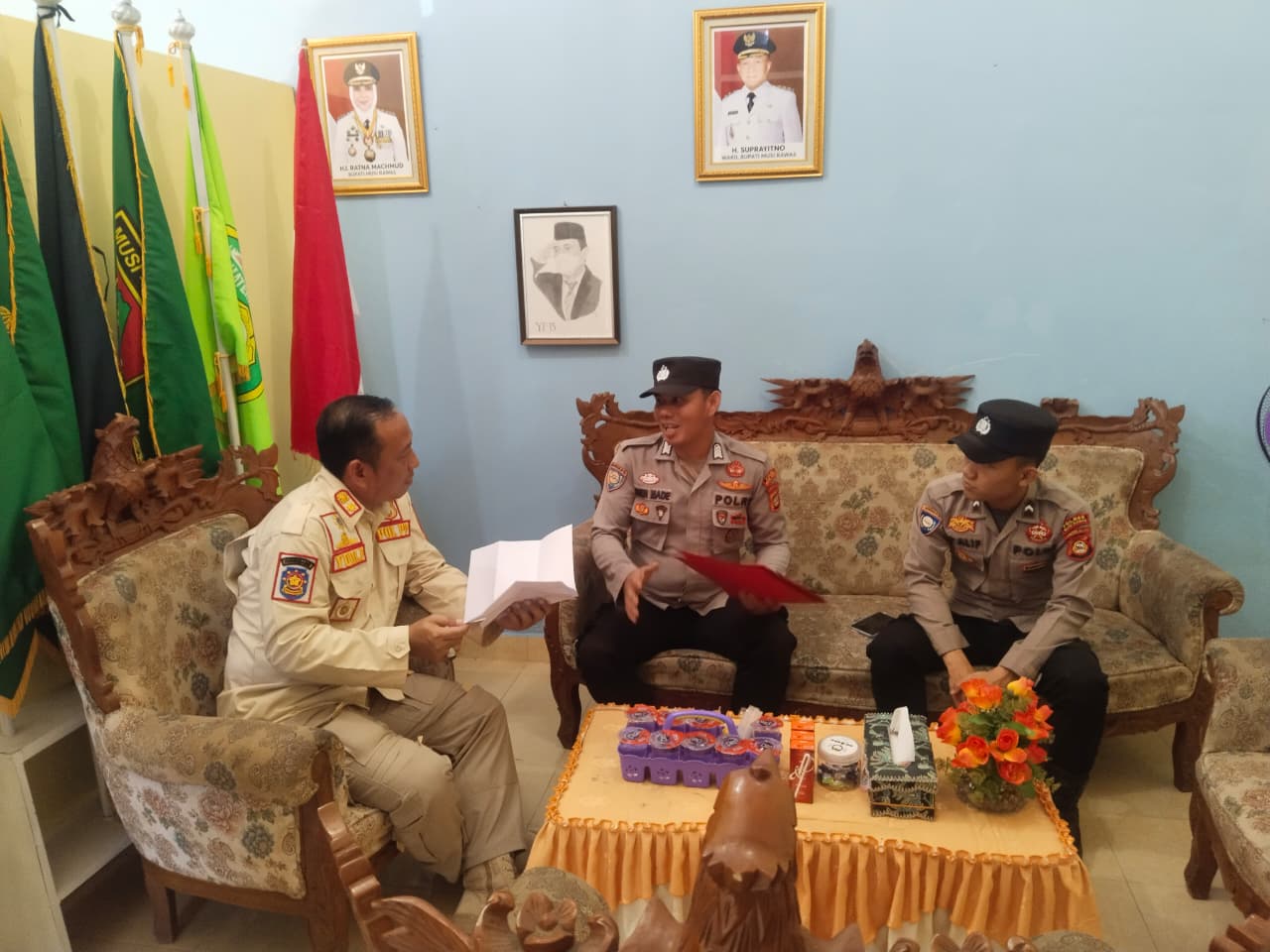 Silaturahmi Lintas Sektoral, Satbinmas Polres Musi Rawas Bersama Sat Pol PP Damkar dan Dinkes Bahas Persiapan Latkatpuan Bhabinkamtibmas