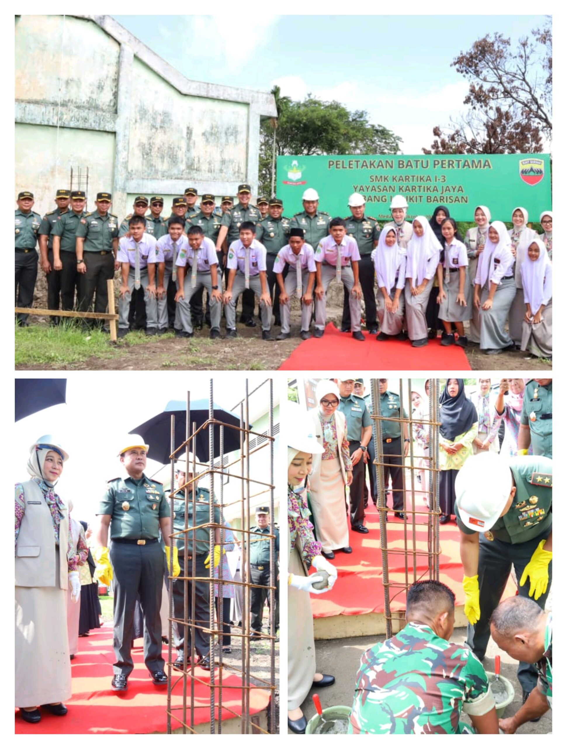 Pangdam I/BB dan Ketua Yayasan Kartika Jaya Letakkan Batu Pertama Pembangunan SMK Kartika I-3