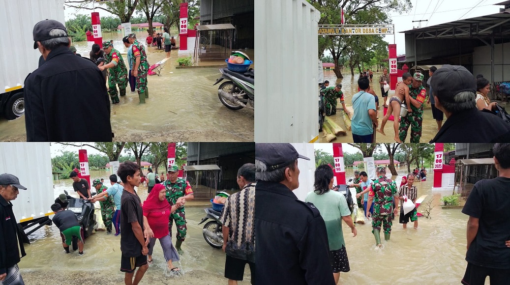 Pray for Hinai Hujan selama 3 hari, Menenggelamkan Hampir Seluruh Desa di Kecamatan Hinai ,Babinsa Kodim 0203/Lkt Sigap Evakuasi Warga