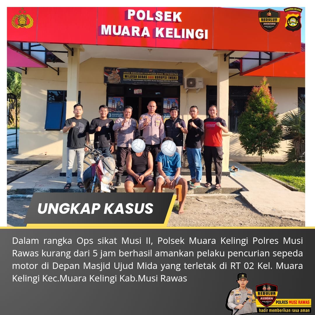 Terjaring Operasi Sikat II Musi, Unit Reskrim Polsek Muara Kelingi Polres Musi Rawas Ringkus Pelaku Curanmor, Satu Tersangka Masih Dibawah Umur
