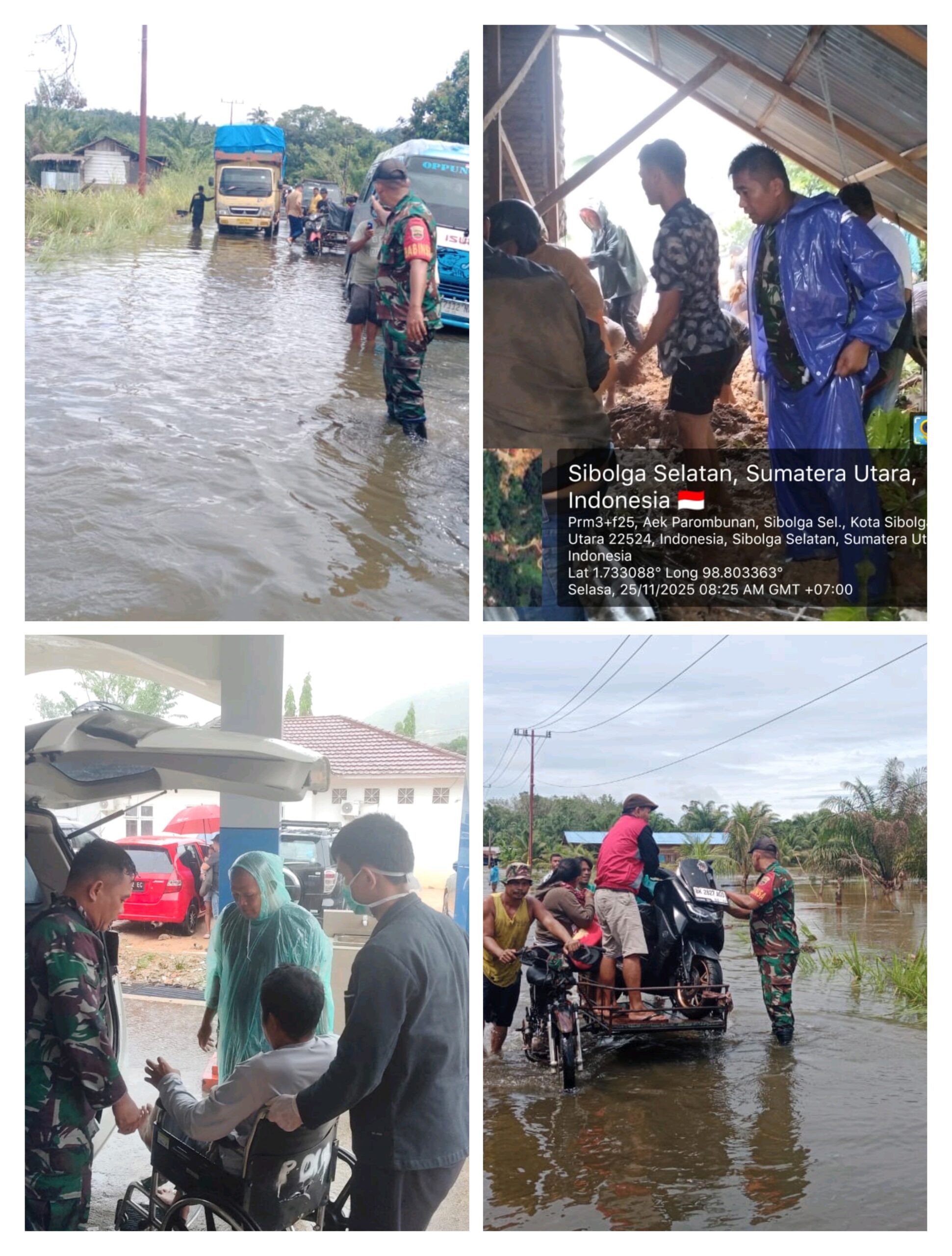Kodim 0211/Tapteng Bantu Evakuasi Warga Terdampak Banjir di Kota Sibolga dan Tapteng