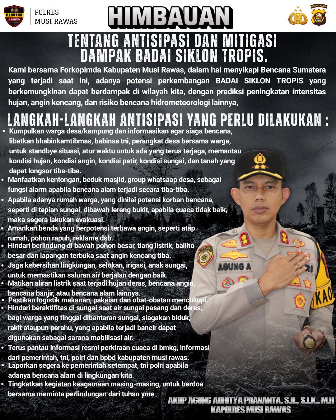 Kapolres Musi Rawas Sampaikan 12 Himbauan Kepada Masyarakat