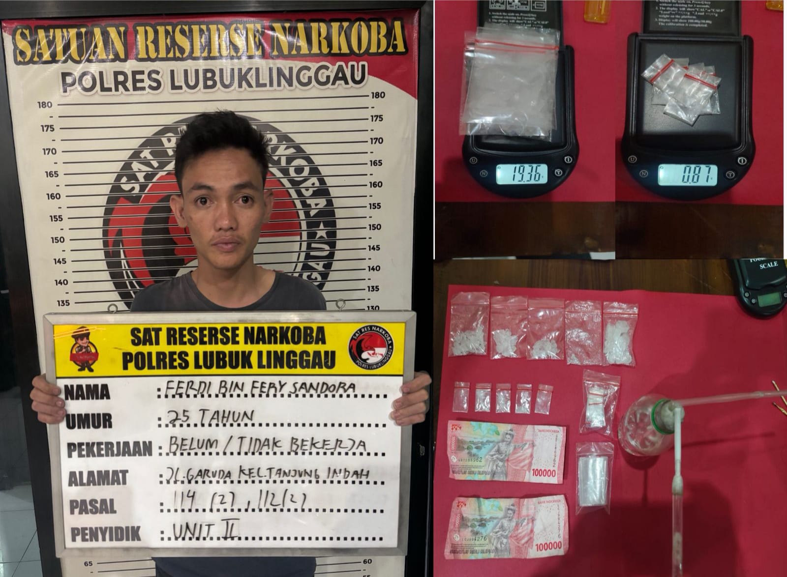 Pemilik Barang Bukti Narkoba 20, 23 Gram Berhasil Dilakukan Penangkapan Satres Narkoba Polres Lubuk Linggau