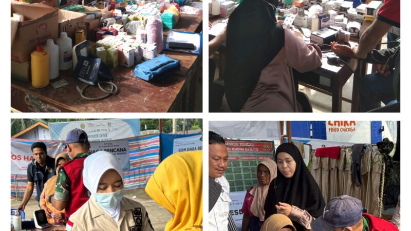 Satgas Kesdam I/BB Periksa Kesehatan Warga Terdampak Banjir Bandang di Batu Hula