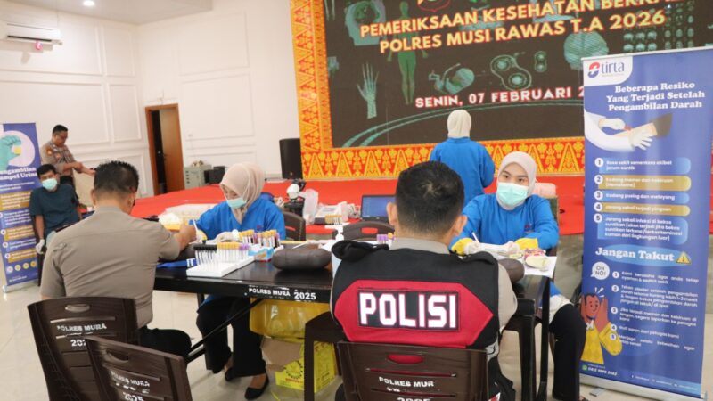 Ratusan Personel Polres Musi Rawas Ikuti Pemeriksaan Kesehatan Berkala Polda Sumsel Tahun 2026