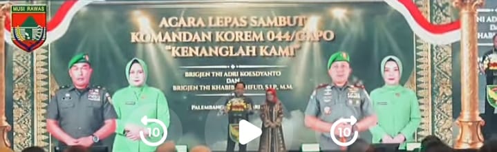 Hj Ratna Machmud Bupati Musi Rawas, Hadiri Lepas Sambut Komandan KOREM 044/ Garuda Dempo