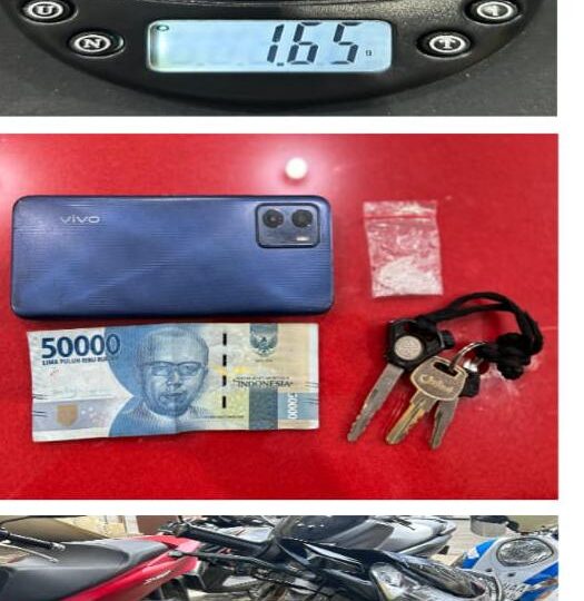 Tersembunyi di Stang Motor   Penggeledahan Dilakukan Secara Teliti, Akhirnya Petugas Satnarkoba Polres Lubuklinggau Berhasil Menemukan 1 klip plastik bening Berisi kristal Diduga Sabu 