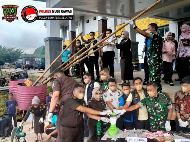 Wujudkan Wilayah Bebas Narkotika, Polres Musi Rawas Kawal Pemusnahan Barang Bukti Hasil Ungkap Kasus