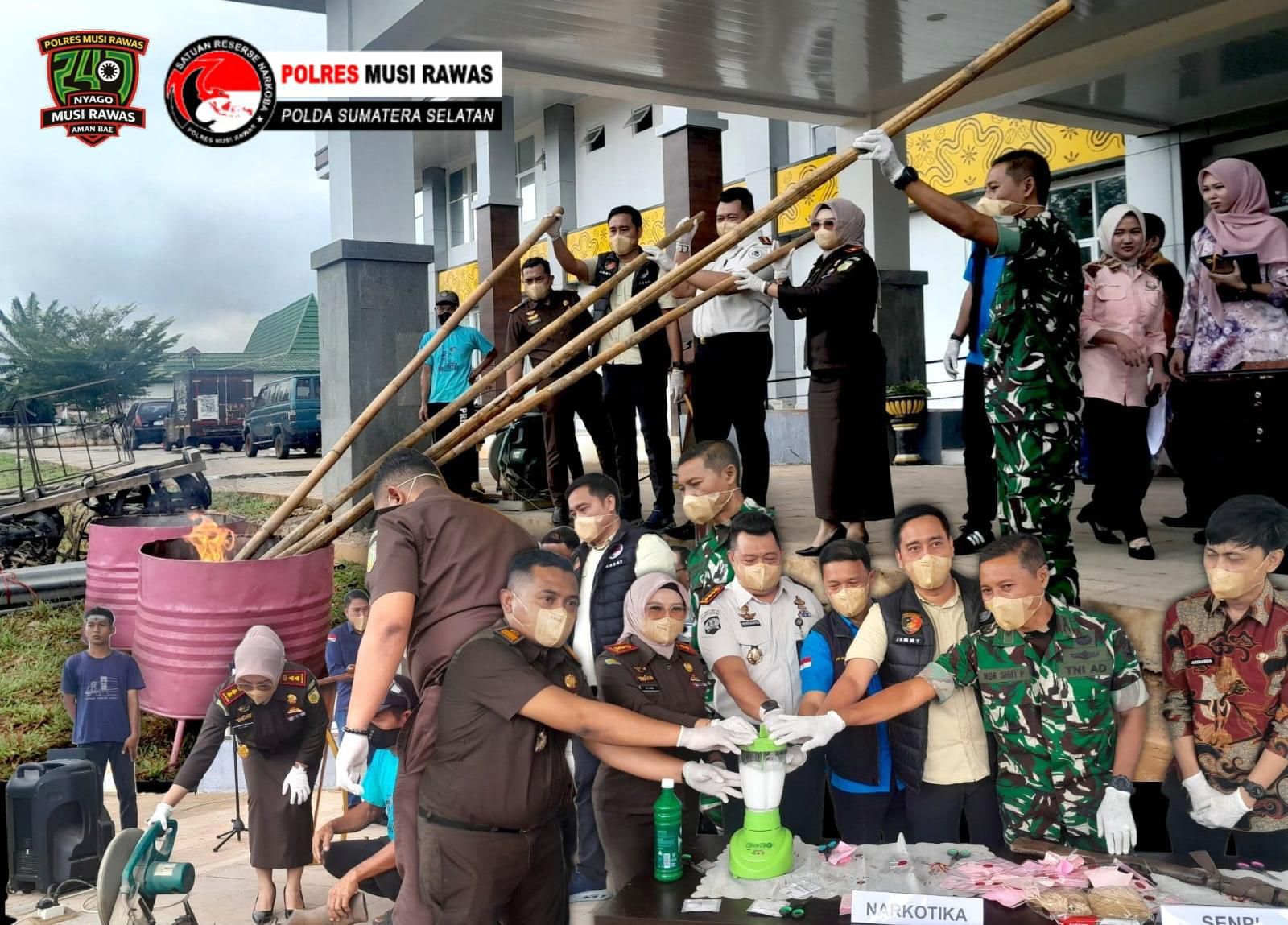 Wujudkan Wilayah Bebas Narkotika, Polres Musi Rawas Kawal Pemusnahan Barang Bukti Hasil Ungkap Kasus