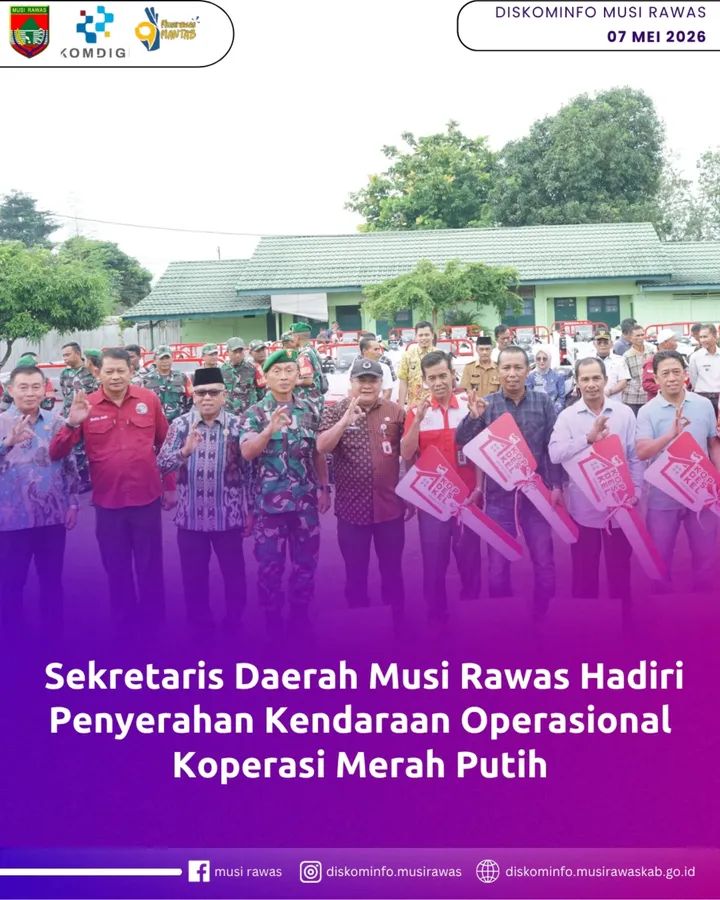 Pemerintah Musi Rawas Bersama Kodim 0406/Lubuklinggau Menyerahkan Kendaraan Roda Tiga Kepada koperasi Desa/Kelurahan Merah Putih di Wilayah Musi Rawas