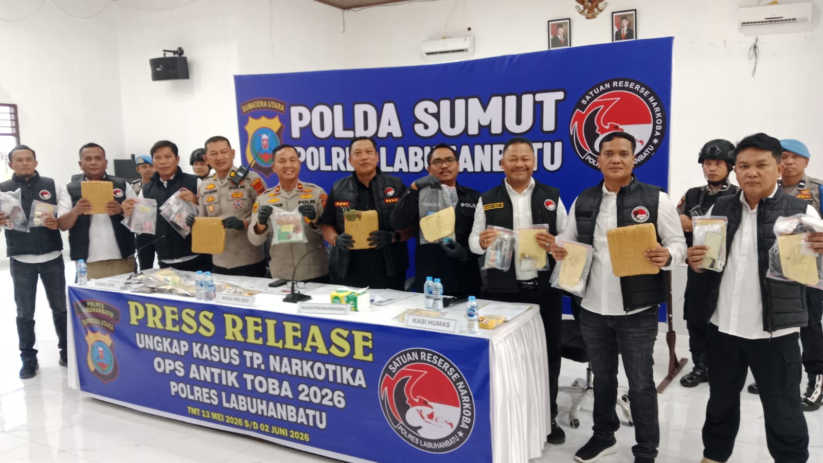 Wakapolres Labuhanbatu Pimpin Rilis Ops Antik Toba 2026: Satresnarkoba Sukses Gulung 91 Tersangka, Sitaan Sabu Meroket 393%