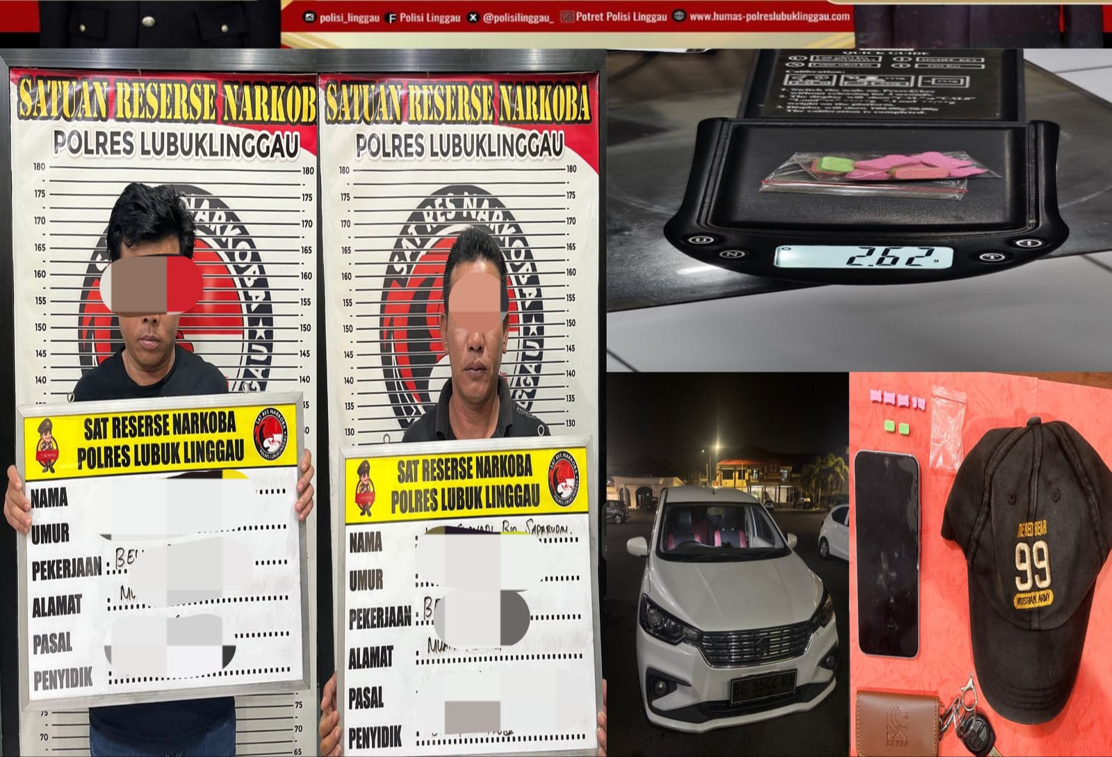 Satresnarkoba Polres Lubuk Linggau Kembali Tangkap Dua Pemuda di Mobil Ertiga Yang Terparkir Depan Ruko