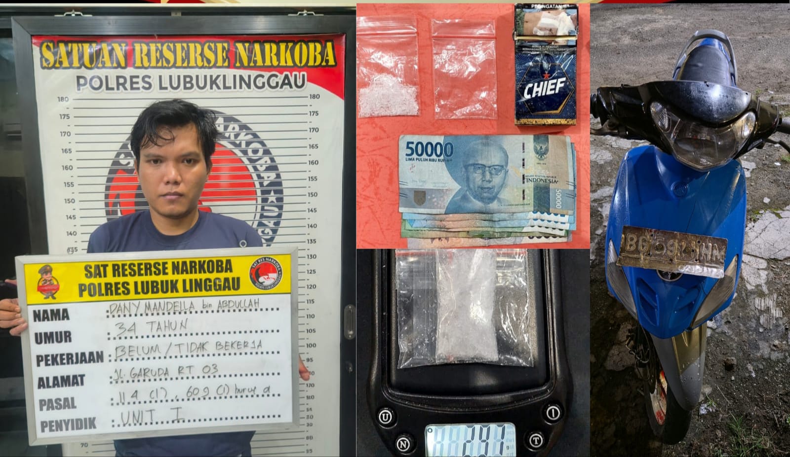 DM Warga Kelurahan Lubuk Tanjung Berhasil Ditangkap Satresnarkoba Polres Lubuklinggau