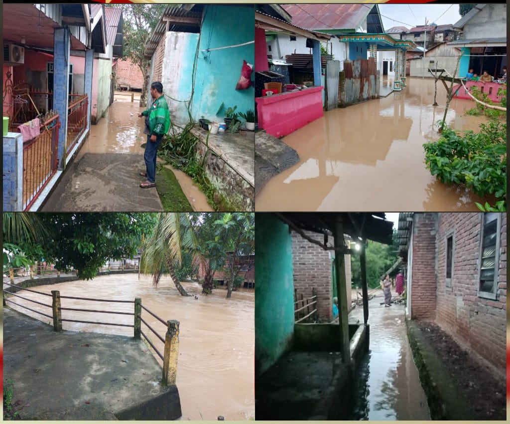 Tingginya curah hujan Menyebabkan , Puluhan Rumah Warga di Sekitar Bantaran Terendam, Dengan Sigapnya Polsek Lubuklinggau Barat Memantau Situasi 
