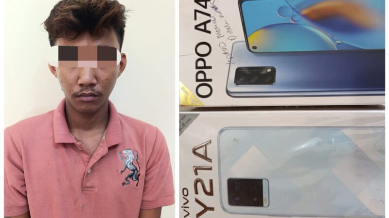 UNIT RESKRIM POLSEK LUBUK LINGGAU UTARA 1.MENANGKAP AB (21) WARGA KELURAHAN PETANANG ILIR KECAMATAN LUBUK LINGGAU UTARA 1,DALAM KASUS AKSI PENCURIAN ISI RUMAH WARGA. 