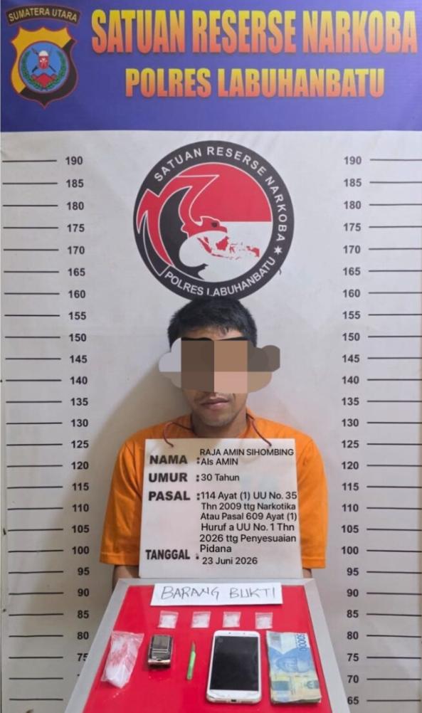 Bawa 4 Bungkus Sabu, Raja Amin Sihombing Diciduk Polisi