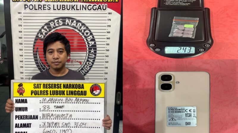 Satres Narkoba Polres lubuk Linggau Ringkus MA (33), Diduga Pemuja Sekaligus Pengedar Barang Haram jenis ekstasi.