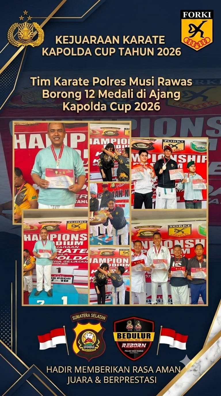 Torehkan Prestasi Gemilang, Tim Karate Polres Musi Rawas Borong 12 Medali di Ajang Kapolda Cup 2026