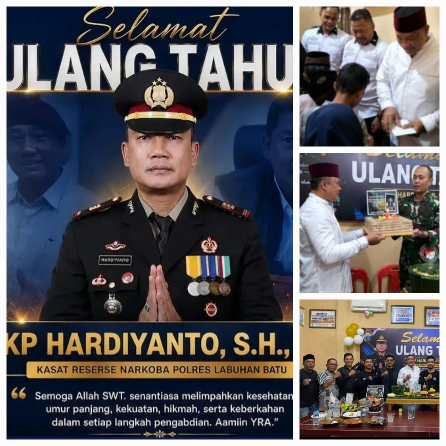 Dukungan dan Doa di Panjatkan di Hari Ultah Ke-49, Kasat Narkoba Polres Labuhanbatu AKP Hardiyanto Santuni Anak Yatim dan Dapat Kejutan dari Dandim 0209LB
