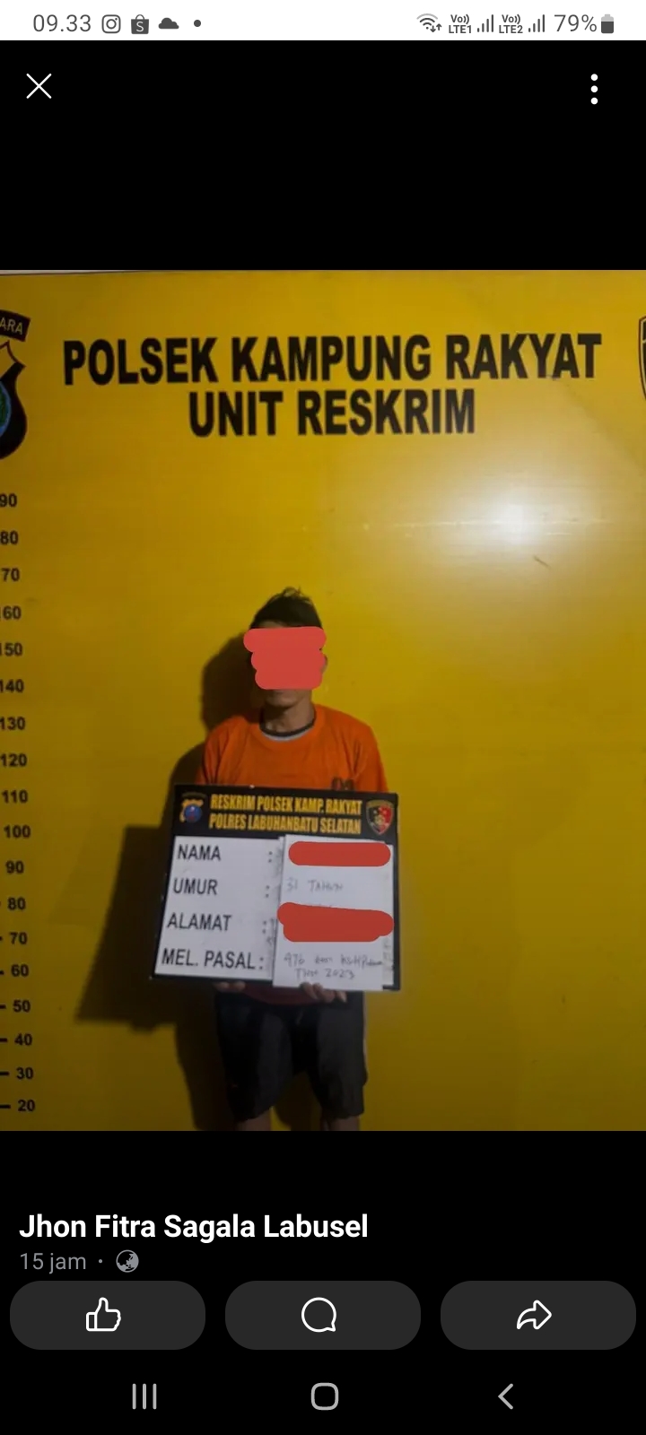 Polsek kampung rakyat mengamankan aksi Pencurian Sawit di Labuhanbatu Selatan,Pelaku Ditangkap Bersama 175 Kilogram Buah Curian