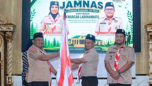 LEPAS PESERTA JAMBORE, WAKIL BUPATI LABUHANBATU SAMPAIKAN EMPAT PESAN