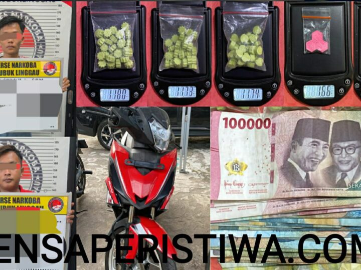 JAJARAN SATRESNARKOBA POLRES LUBUK LINGGAU MERINGKUS 2 PENGEDAR BARANG HARAM,MEMBAWA 5(LIMA) PLASTIK KLIP BENING BERISI 98 BUTIR EKSTASI