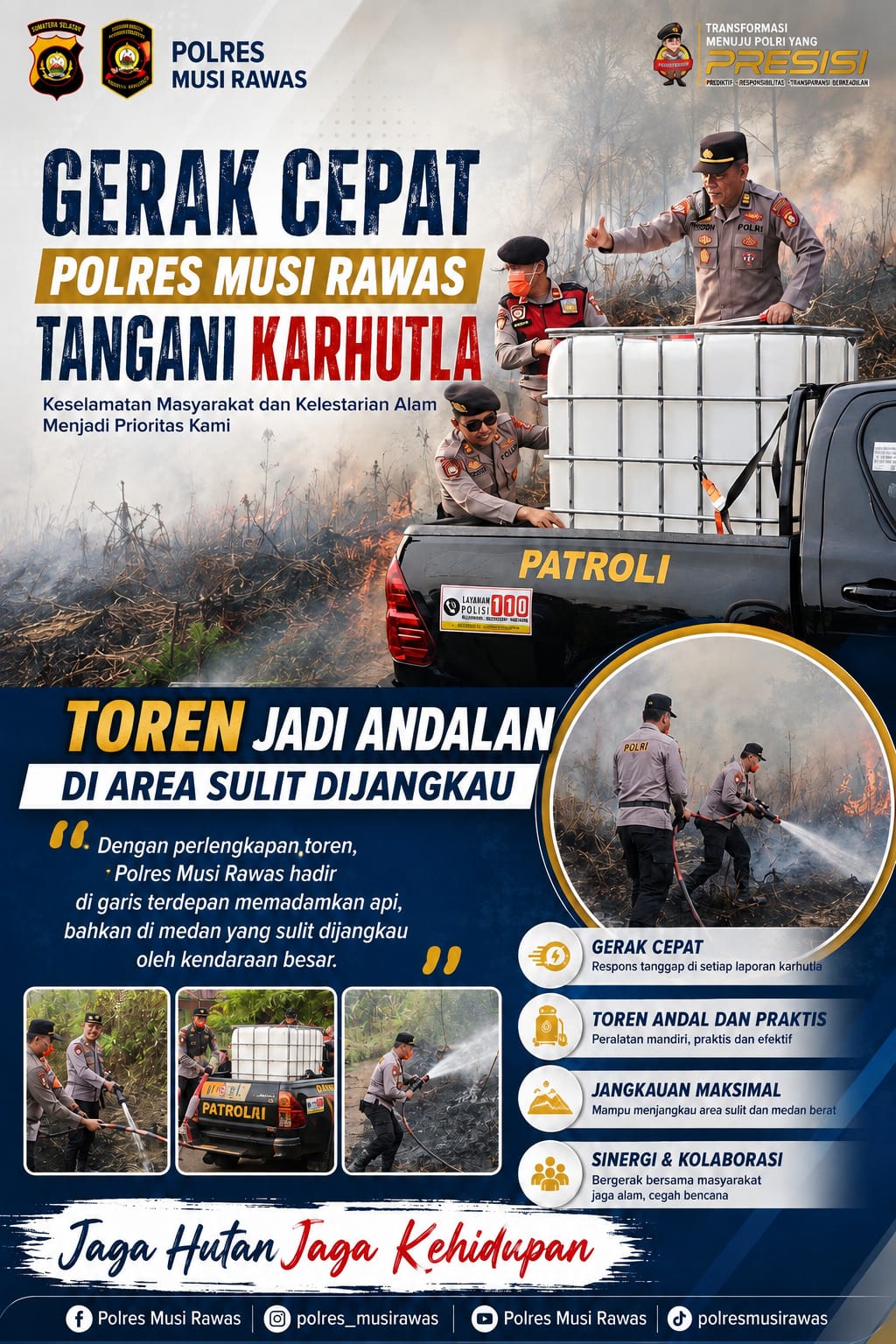 Modifikasi Mobil Patroli Dilengkapi Toren Garda Terdepan Penanganan Karhutla