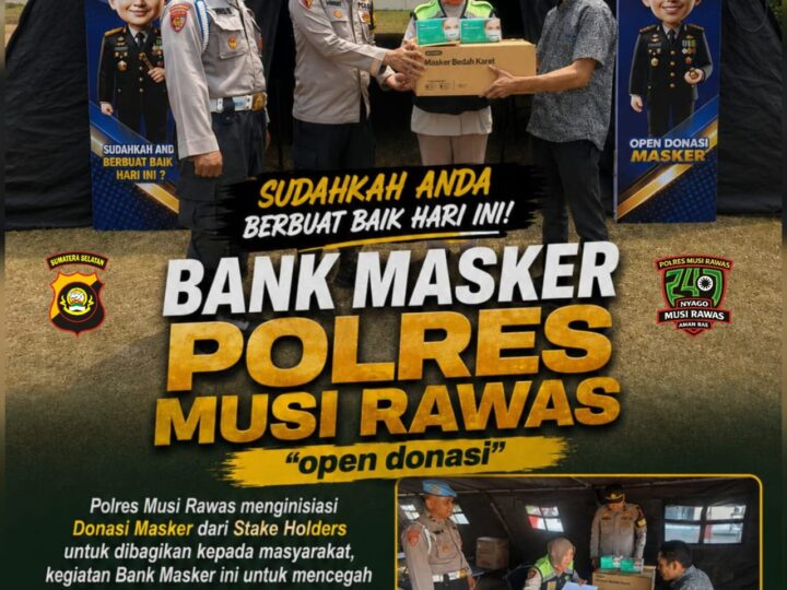 DIRIKAN BANK MASKER, POLRES MUSI RAWAS CEGAH ANCAMAN ISPA BAGI LANSIA DAN ANAK-ANAK.