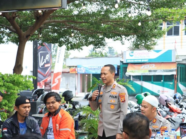 Kapolres Lubuk Linggau Bersama Jajaran Ngopi Santai Dengan Perwakilan Ojek Daring Se- Kota Lubuklinggau Jalin Tali Silaturahmi Yang Telah Terjalin kian erat Selama Ini 