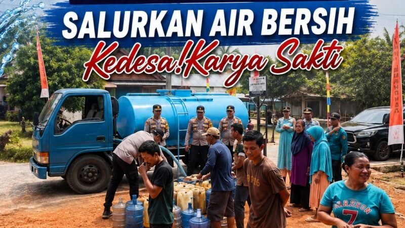 Respon Cepat Atasi Kebutuhan Warga,Polres Musi Rawas Kembali Salurkan Air Bersih untuk Warga Desa Karya Sakti yang Terdampak Kekeringan