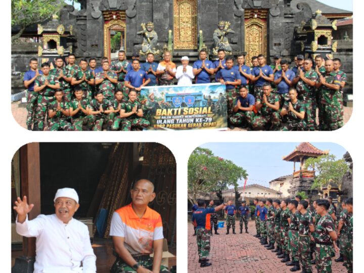 Sambut HUT Ke-79 Korpasgat, Resimen Hanud 1 Pasgat Gelar Karya Bakti di Pura Agung Raksa Buana