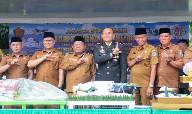 KEJUTAN HUT KE-81 TNI, WABUP JAMRI BERSAMA PERANGKAT DAERAH SAMBANGI KODIM 0209/LB